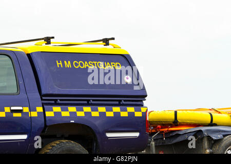 Véhicule garde-côtes sur la plage à Weston-Super-Mare, North Somerset, Royaume-Uni Banque D'Images