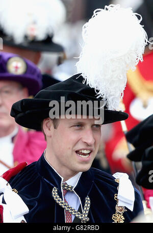 Le duc de Cambridge assiste à l'assemblée annuelle de l'ordre de la Jarretière Service à la Chapelle St George, le château de Windsor. Banque D'Images