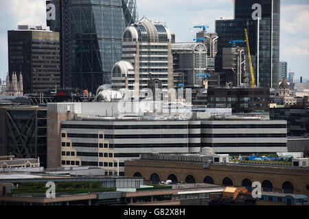 City of London Londres et vue panoramique à partir de la Tate Modern Maison tearrace d'observation de l'interrupteur du toit. Londres en Angleterre. 20 juin 2016 Gracechurch Street Banque D'Images