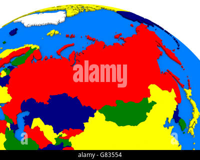 La Russie sur le monde politique aux couleurs vives. 3D illustration Banque D'Images