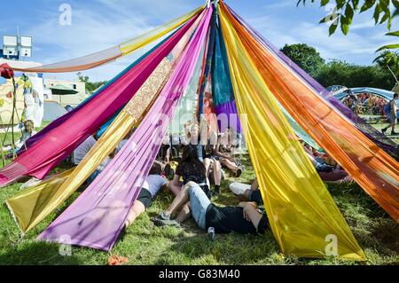 Glastonbury Festival 2015 - préparatifs - digne ferme - Pilton, Somerset Banque D'Images