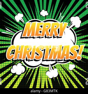Joyeux noël Texte bulle de bande dessinée style retro Illustration de Vecteur