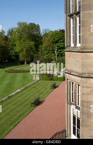 La terrasse du Matfen Hall dans le Northumberland, en Angleterre. Banque D'Images