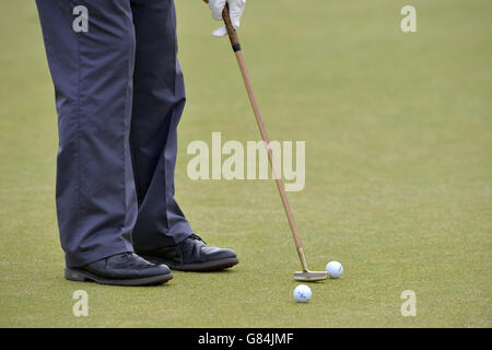 Putter utilisé par Sandy Lyle en Écosse lors du premier jour du Championnat d'Open 2015 à St Andrews, Fife. Banque D'Images