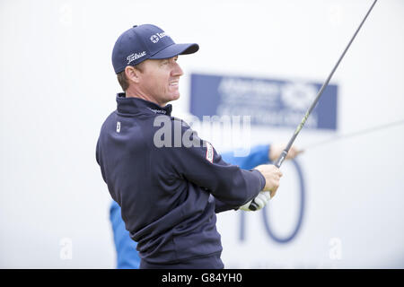 Le Jimmy Walker des États-Unis est au 10ème trou lors d'une journée d'avant-première de l'Open d'Écosse au Gullane Golf Club, East Lothian. APPUYEZ SUR ASSOCIATION photo. Date de la photo: Mercredi 8 juillet 2015. Voir PA Story GOLF Gullane. Le crédit photo devrait se lire comme suit : Kenny Smith/PA Wire. RESTRICTIONS : aucune utilisation commerciale. Pas de fausse association commerciale. Pas d'émulation vidéo. Aucune manipulation des images. Banque D'Images