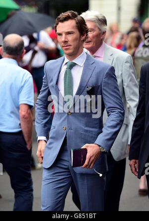 Tennis - Championnats de Wimbledon 2015 - jour treize - le club de tennis et de croquet de pelouse de toute l'Angleterre.Benedict Cumberbatch pendant le treize jour des championnats de Wimbledon au All England Lawn tennis and Croquet Club, Wimbledon. Banque D'Images