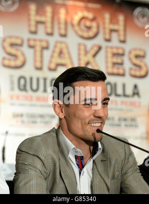 Anthony Crolla parle lors d'une conférence de presse au Grosvenor Casino de Manchester. APPUYEZ SUR ASSOCIATION photo. Date de la photo: Mercredi 15 juillet 2015. Voir PA Story BOXE Manchester. Le crédit photo devrait se lire: Martin Rickett/PA Wire. Banque D'Images