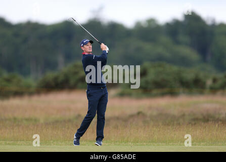 Golf - le championnat ouvert 2015 - troisième jour de pratique - St Andrews.Justin Rose en action sur le 6ème trou lors d'une journée d'entraînement avant le Championnat d'Open 2015 à St Andrews, Fife. Banque D'Images