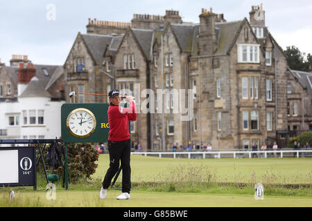 Golf - le championnat ouvert 2015 - deuxième jour - St Andrews.La Bernhard Langer allemande débarque Banque D'Images