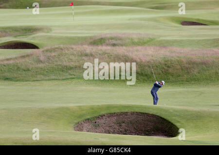 Justin Rose d'Angleterre en action pendant la deuxième journée du Championnat d'Open 2015 à St Andrews, Fife. Banque D'Images