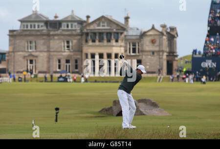 La Jordan Spieth des États-Unis est sortie du 18 au premier jour du Championnat d'Open 2015 à St Andrews, Fife. Banque D'Images