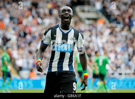 Le Papiss Demba Cisse de Newcastle United célèbre son égaliseur lors du match de la Barclays Premier League à St James' Park, Newcastle. Banque D'Images