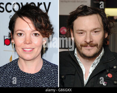 Olivia Colman (à gauche) et Julian Barratt (à droite), qui doivent jouer un mari et une femme comme Channel 4, ont confirmé la commission de la série en six parties Flowers - sur la famille des fleurs dysfonctionnelles et excentriques - au Festival international de télévision d'Édimbourg. Banque D'Images