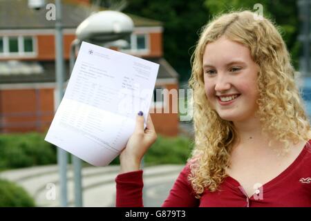 Kate Bentley, 16 ans, célèbre ses résultats du GCSE à la St Mary Redcliffe et à la Temple School de Bristol. Banque D'Images