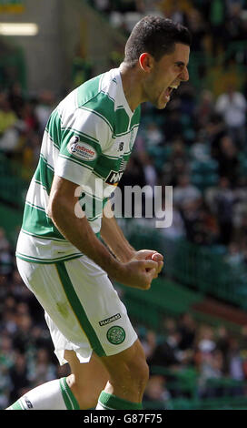 Football - Ladbrokes Scottish Premiership - Celtic v St Johnstone - Celtic Park.Tomas Rogic du Celtic célèbre son score lors du match de Ladbrokes Scottish Premiership au Celtic Park, Glasgow. Banque D'Images