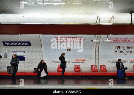 Métro Madeleine, Paris, France Banque D'Images