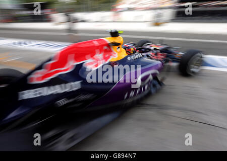 Courses automobiles - Championnat du monde de Formule 1 - Grand Prix d'Italie 2015 - Journée de pratique - circuit de Monza.Daniil Kvyat de Red Bull pendant la journée de pratique du Grand Prix d'Italie 2015 à Monza, en Italie. Banque D'Images