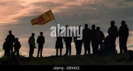 Lions britanniques contre État libre du Nord. Les fans des Lions britanniques au coucher du soleil Banque D'Images