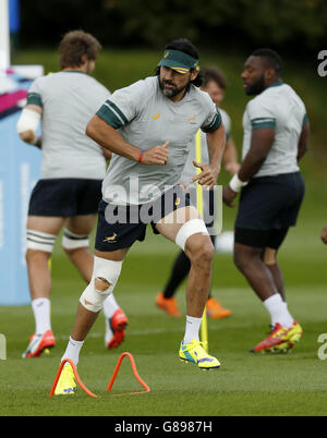 Victor Matfield d'Afrique du Sud pendant une session de formation au Eastbourne College, à Eastbourne. Banque D'Images