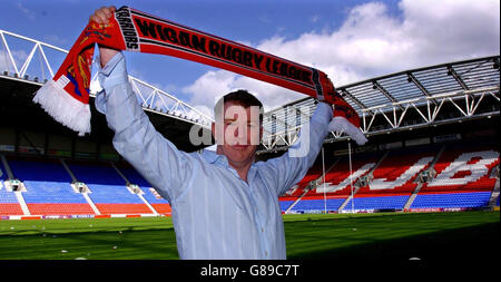 Wigan Warriors Rugby League - Conférence de presse - stade JJB Banque D'Images