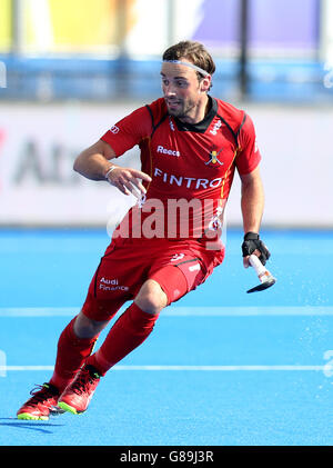 Hockey 2015 Unibet Euro Hockey Championships - Pool C - Belgique / Russie - Lee Valley Hockey and tennis Centre.Sébastien Dockier de Belgique pendant le match de classification Pool C au Lee Valley Hockey and tennis Centre, Londres. Banque D'Images