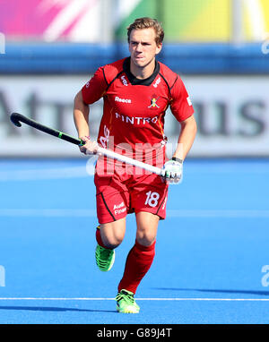 Hockey 2015 Unibet Euro Hockey Championships - Pool C - Belgique / Russie - Lee Valley Hockey and tennis Centre.Matthew Cobbaert en Belgique pendant le match de classification Pool C au Lee Valley Hockey and tennis Centre, Londres. Banque D'Images