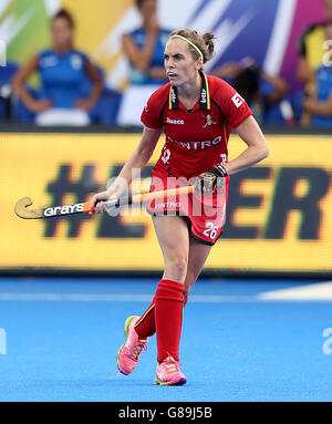 Hockey 2015 Unibet Euro Hockey Championships - Pool C - Belgique / Italie - Lee Valley Hockey and tennis Centre.Caroline Wagemans en Belgique pendant le match de classification Pool C au Lee Valley Hockey and tennis Centre, Londres. Banque D'Images