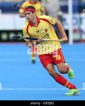 Hockey 2015 Unibet Euro Hockey Championships - Pool C - Espagne / France - Lee Valley Hockey and tennis Centre.Enrique Gonzalez de Castejon en Espagne pendant le match de classification Pool C au Lee Valley Hockey and tennis Centre, Londres. Banque D'Images