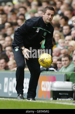 Football - Ladbrokes Scottish Premiership - Celtic v Heart of Midlothian - Celtic Park.Le responsable celtique Ronny Deila lors du match des Ladbrokes Scottish Premiership au Celtic Park, Glasgow. Banque D'Images