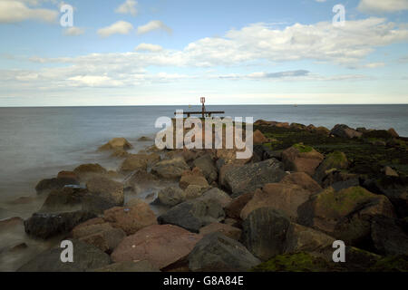 Brise-lames à Ness Point, Lowestoft, Suffolk, Angleterre, RU Banque D'Images