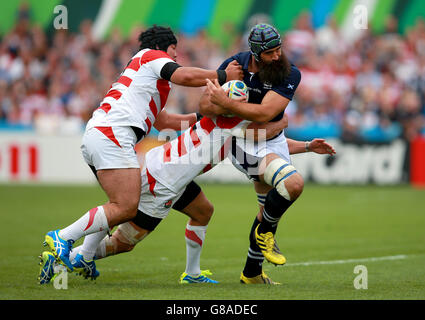 Josh Strauss d'Écosse en action pendant le match de la coupe du monde de rugby au stade Kingsholm, Gloucester.Date de la photo: Mercredi 23 septembre 2015.Voir l'histoire de PA RUGBYU Scotland.Le crédit photo devrait se lire comme suit : David Davies/PA Wire. Banque D'Images