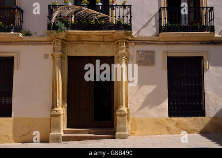 Ancienne maison de D. Federico Serratosa Marquez, Plaza Beato Diego Jose de Cadix, vieille ville (La Ville), Ronda, Andalousie, Espagne Banque D'Images