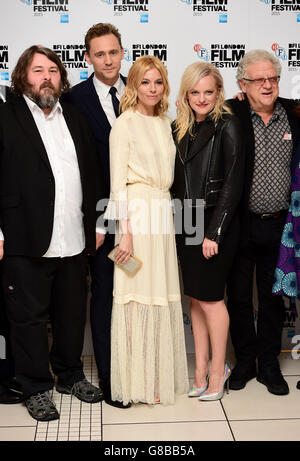 Le réalisateur Ben Wheatley, Tom Hiddleston, Sienna Miller, Elisabeth Moss et Jeremy Thomas assistent à la première tour, lors du 59ème Festival du film BFI de Londres à Odeon Cinema, Leicester Square, Londres. APPUYEZ SUR ASSOCIATION photo. Date de la photo: Vendredi 9 octobre 2015. Le crédit photo devrait se lire comme suit : Ian West/PA Wire Banque D'Images