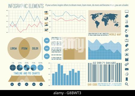 Ensemble d'éléments de la technologie Web, infographie icônes. vector timeline, option graphique, symbole de code barres. graphique info icône graphique. Illustration de Vecteur