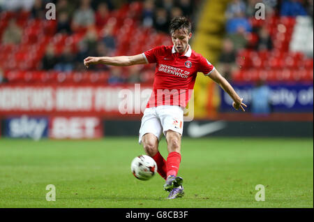 Soccer - Sky Bet Championship - Charlton Athletic / Preston North End - The Valley. Morgan Fox de Charlton Athletic Banque D'Images