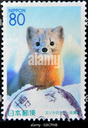 Japon - circa 2001 : timbre imprimé au Japon montre Ezokuroten, vers 2001 Banque D'Images