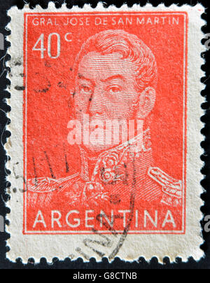 Argentine - VERS 1955 : timbre imprimé dans l'Argentine montre un héros national, Jose de San Martin, vers 1955 Banque D'Images