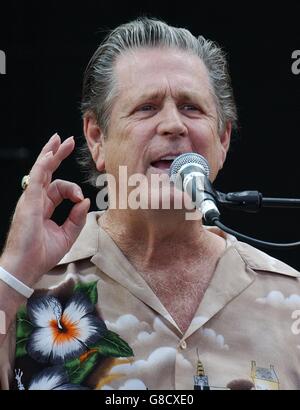 Glastonbury Festival 2005 - digne ferme. Brian Wilson en train de jouer sur la scène Pyramide. Banque D'Images