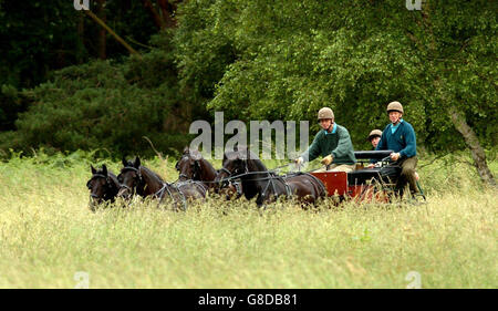 Le duc d'Édimbourg participe aux épreuves de conduite à cheval du spectacle de Sandringham Country Trials qui se tiennent sur le domaine de Norfolk. Banque D'Images