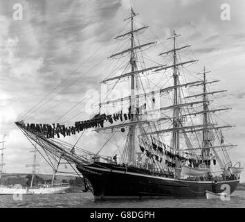 Voile - Course des grands voiliers - Georg Stage - Le port de Falmouth, Cornwall Banque D'Images