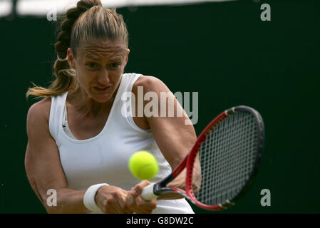 Mary Pierce en France en action contre Flavia Pennetta en Italie Banque D'Images