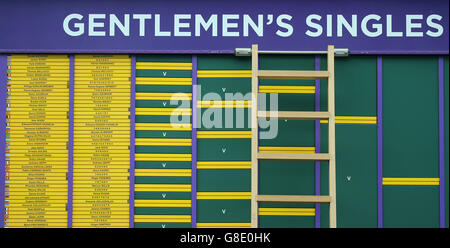 Londres, Royaume-Uni. 28 Juin, 2016. Gentlemen's des célibataires Scoreboard 2016 Le tournoi de Wimbledon le tournoi de Wimbledon 2016 Le All England Tennis Club, Wimbledon, Londres, Angleterre 28 juin 2016 Le Club de tennis All England, London, Londres, Angleterre 2016 Allstar Crédit : photo library/Alamy Live News Banque D'Images
