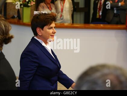 Bruxelles. 28 Juin, 2016. Le Premier ministre polonais Beata Szydlo arrive pour le sommet de l'UE à Bruxelles, Belgique Le 28 juin 2016. © Gong Bing/Xinhua/Alamy Live News Banque D'Images