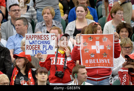 Wimbledon, Londres, Royaume-Uni. 29 Juin, 2016. Tennis profils têtes de Wimbledon, Londres UK SUI Roger Federer Vs Marcus Willis GBR Crédit : Leo Mason/Alamy Live News Banque D'Images