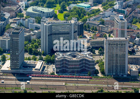 Vue aérienne, DB Schenker Logistics à Kruppstraße, immeuble de bureau, double-X, Essen, Ruhr, Rhénanie du Nord-Westphalie, Allemagne, Banque D'Images