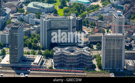 Vue aérienne, DB Schenker Logistics à Kruppstraße, immeuble de bureau, double-X, Essen, Ruhr, Rhénanie du Nord-Westphalie, Allemagne, Banque D'Images