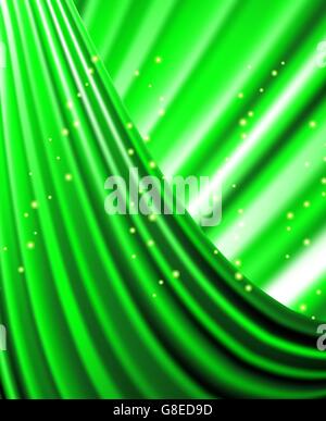 La neige et les étoiles tombent sur l'arrière-plan de rayons lumineux vert. Illustration de Vecteur