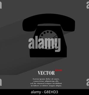 Téléphone rétro. Télévision web moderne avec bouton long shadow et l'espace pour votre texte. Vecteur. EPS10 Illustration de Vecteur