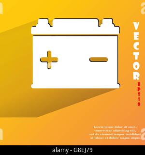 Batterie de voiture. Télévision web moderne avec bouton long shadow et l'espace pour votre texte. Vecteur. EPS10 Illustration de Vecteur