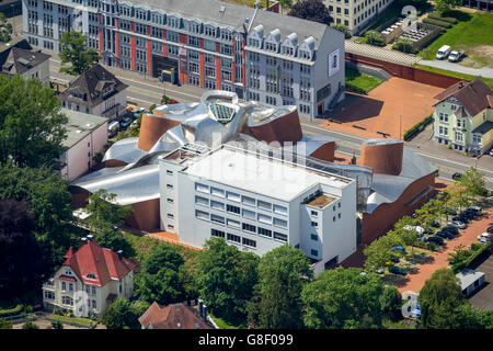 Vue aérienne, musée d'art contemporain du 21e siècle, par l'architecte Frank Gehry, la brique et l'acier, Marta Herford, Banque D'Images